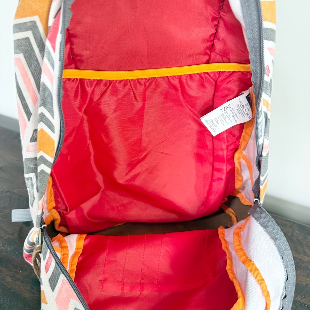 Jansport Right Pack Expressions Backpack Coral Dusk Chevrons Pattern - Picture 7 of 12